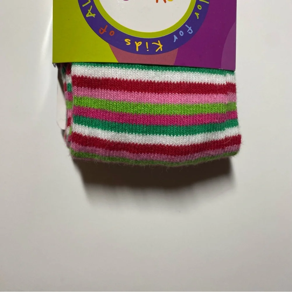 Jefferies Socks Girls Striped Tights Size 6 12 18 NWT New Months Red Green Pink